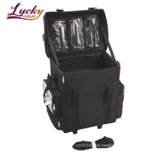 Professional Beauty Salon Box Hairstyle Cosmetic Case 2 in 1 makeup nylon trolley case with Wheels Black